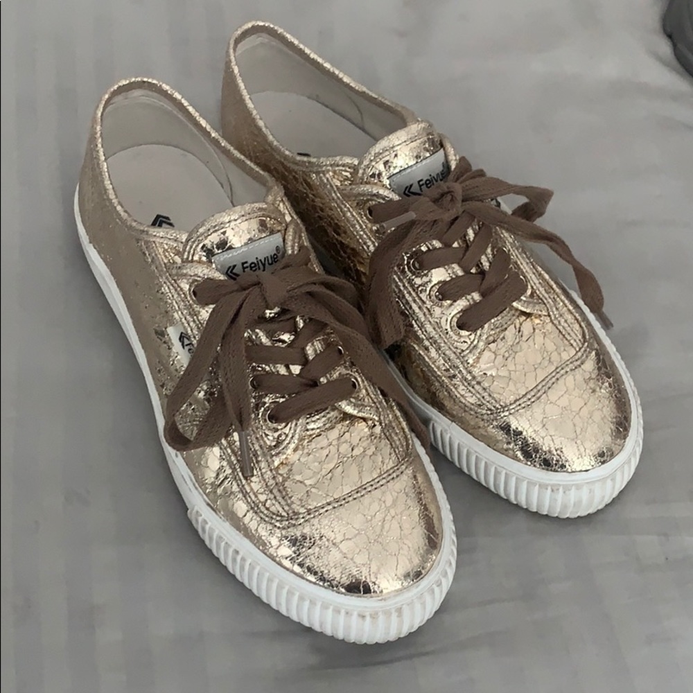 Gold sneakers